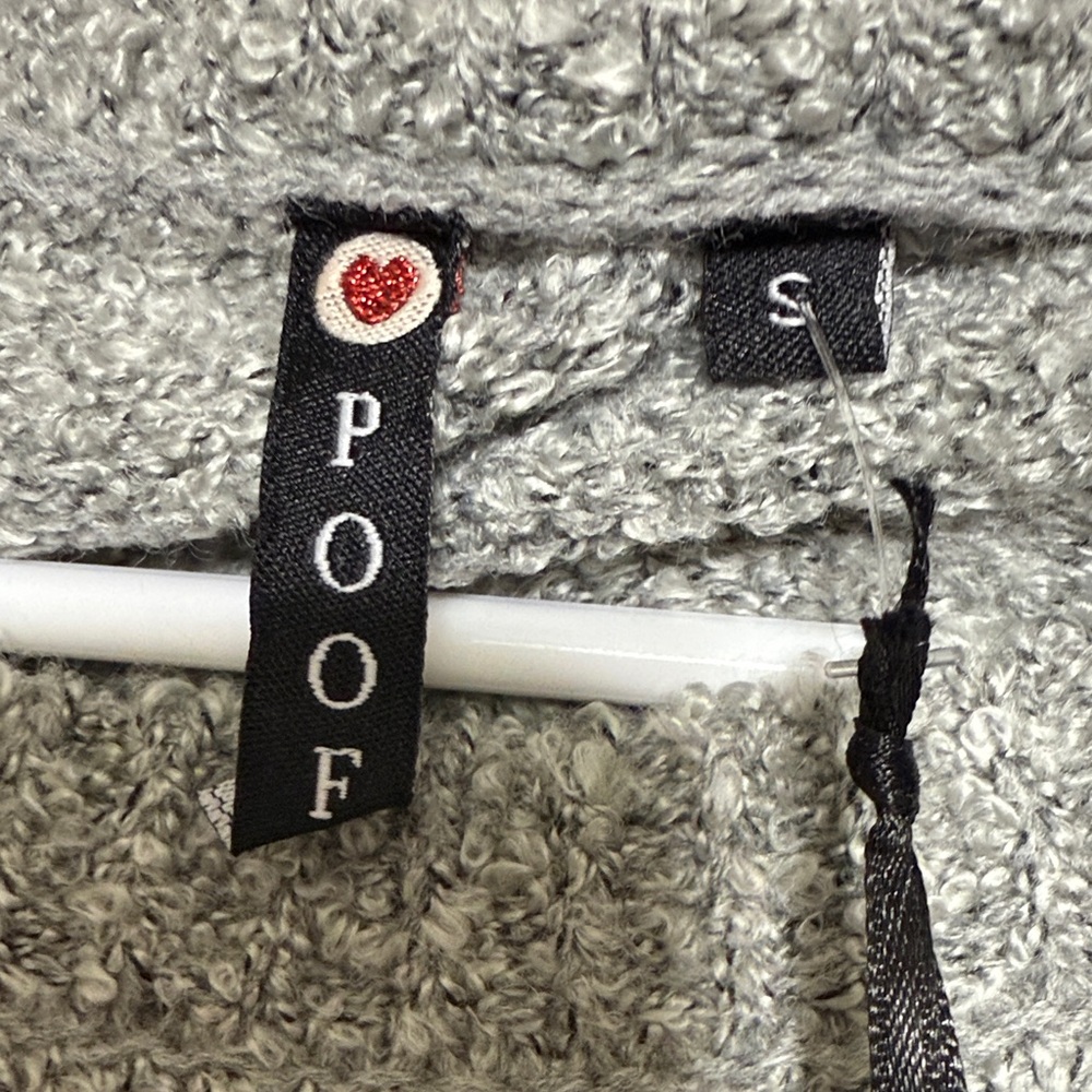 Poof! Grey with Black Cat sweater. Very soft. Perfect for Valentine’s Day NWT - Picture 3 of 5